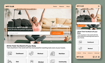 MFIT CLUB - Responsive Fitness Website fitness fitnessapp fitnesswebsite healthylifestyle homeworkout moderndesign responsivedesign uiux userexperience userinterface webdesigen workoutapp