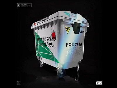 LTU(01/09) 3d 3d animation 3d art 3dart animation art c4d cinema 4d design garbage bin graffiti illustration motion graphics police police art redshift render street art trash visual