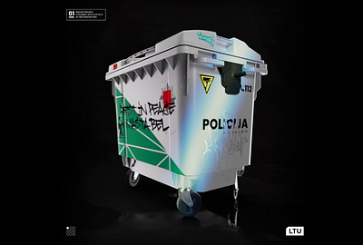 LTU(01/09) 3d 3d animation 3d art 3dart animation art c4d cinema 4d design garbage bin graffiti illustration motion graphics police police art redshift render street art trash visual