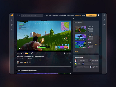 Medal esports game clips gaming product design sharing ui ux