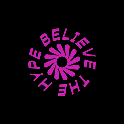 Believe the Hype animation brand brand assets branding dark design designer gif graphic design illustration logo pink vector web web design website