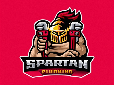 Spartan Plumbing Logo branding design graphic design identity illustration logo mark spartan plumbing logo tshirt vector