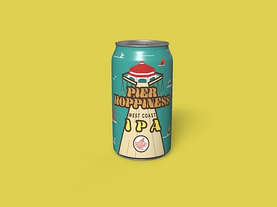 Four Sons Brewing • Pier Hoppiness IPA 12oz beer beer packaging branding can design design illustration label label design logo packaging