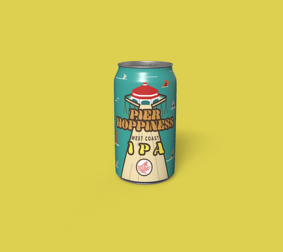 Four Sons Brewing • Pier Hoppiness IPA 12oz beer beer packaging branding can design design illustration label label design logo packaging