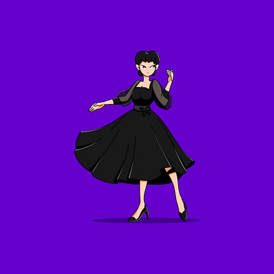 A Beautiful Lady is Dancing animation branding cartoon character dancing design girl graphic design icon illustration lady logo