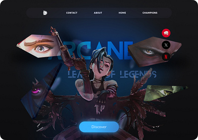 Arcane League Of Legends | Landing Page UI Design 3d animation arcane branding game landing game ui gaming design gaming ui graphic design landing landing page design landing page ui logo motion graphics ui uiux uiux design uxui