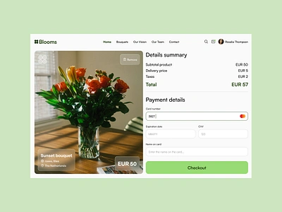 002 - Credit card checkout 003 card card checkout checkout dailyui dailyuichallenge design ecommerce flowers payment product design ui uidesign uiux user experience ux visual design webdesign