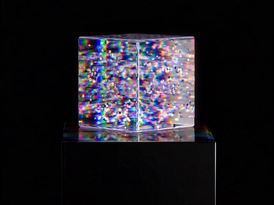 Connectivity Cube. 3d 3d cube 3d glass 3d materials 3d modeling 3d particles animation blender c4d cinema4d concept cube intelligence iridescent modeling motion render tech technology xparticles