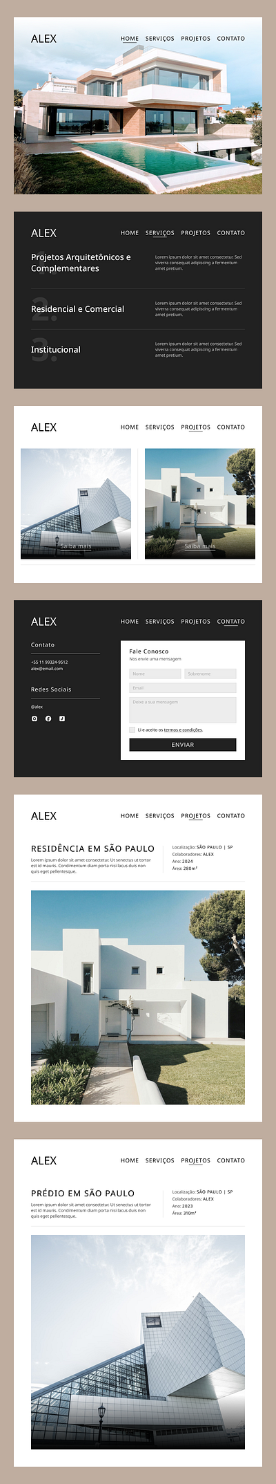 Site para Arquiteto architecture arquiteto landing page one page ui ui design uiux design ux ux design