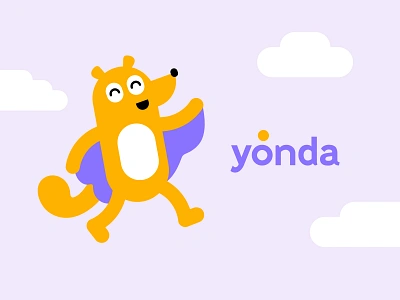 Yonda animal app branding cartoon character colugo design flat friendly fun graphic design identity illustration logo mascot media minimal simple symbol vector