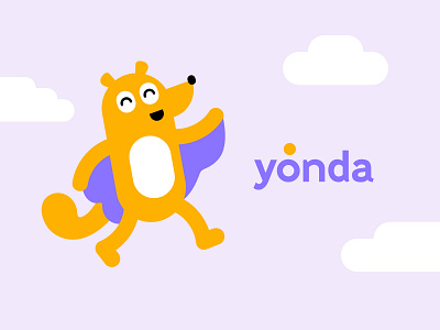 Yonda animal app branding cartoon character colugo design flat friendly fun graphic design identity illustration logo mascot media minimal simple symbol vector