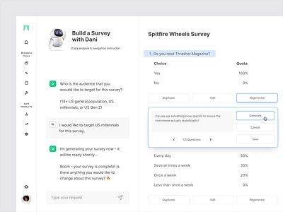 AI Survey Builder UI ai chat gpt design gtp openai product design survey builder ui ux