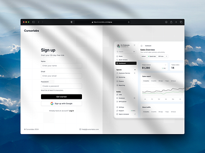 Sign up page design for Cursorlabs Co. dashboard design design process saas ui ux ux design web website