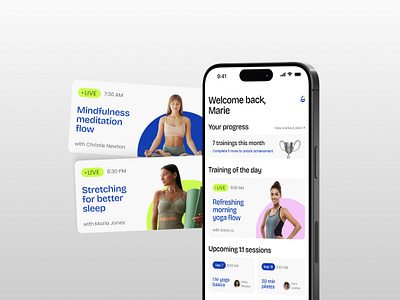 Yoga App UI app interface app ui appdesign application home screen interface ios app mobile desogn mobile interface splash screen subscription ui ux uxui yoga app