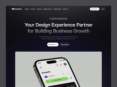 Uxerflow: New Website agency animation clean component design designer illustration landing page motion graphics saas studio ui uidesign ux uxdesign uxerflow web web design website website design