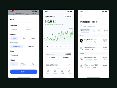 Stock & Investment - Mobile Design banking design figma finance financial fintech invest investment mobile mobile app mobile design saas stock trade ui ui design ux ux design