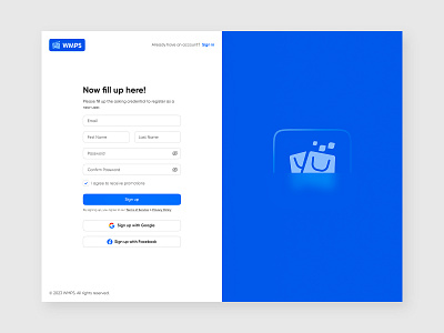WMPS - Sign Up Page app app design clean create account dashboard form homepage log in login login ui onboarding product sign in sign up signup ui design uiux web web app website