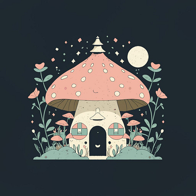 Mushroom house illustration graphic design illustrations logo