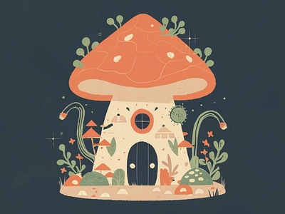 Mushroom house illustration graphic design illustrations logo