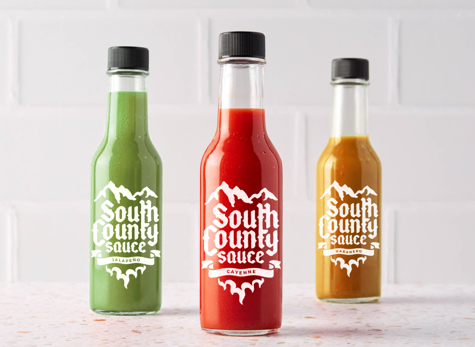 South County Sauce Packaging bottle cayenne habanero hot sauce jalapeno label packaging