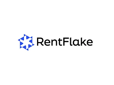 RentFlake bold branding design geometric logo logodesign modern real estate rent snowflake