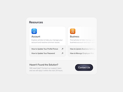 Resources Card 👀 article blue button card center clean contact design gradient help icon interface link minimal modal placeholder popup resources simple ui