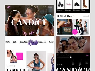 CANDICE - Fashion Ecommerce Website design ecommerce fashion landing page shop shopify shopping ui web web design website website design y2k