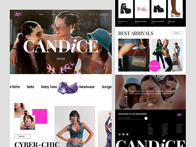 CANDICE - Fashion Ecommerce Website design ecommerce fashion landing page shop shopify shopping ui web web design website website design y2k