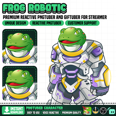 Robotic Frog PNGTuber - Animal PNGTuber for Twitch and Stream pngtuber wildlife