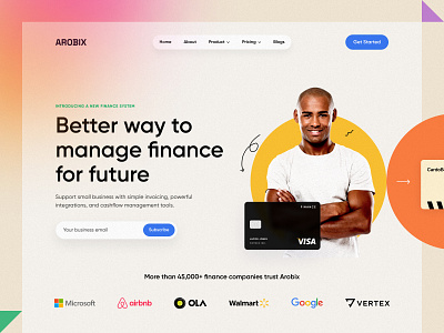 Finance Management Website bank banking blockchain card credit crypto finance management financial fintech hero section investment landing page minimal design payment project visual interface wallet web website website header