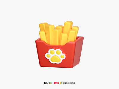 🍟 Cat's Paw French Fries 3d cats paw figma french fries fries icon v3d vector to 3d