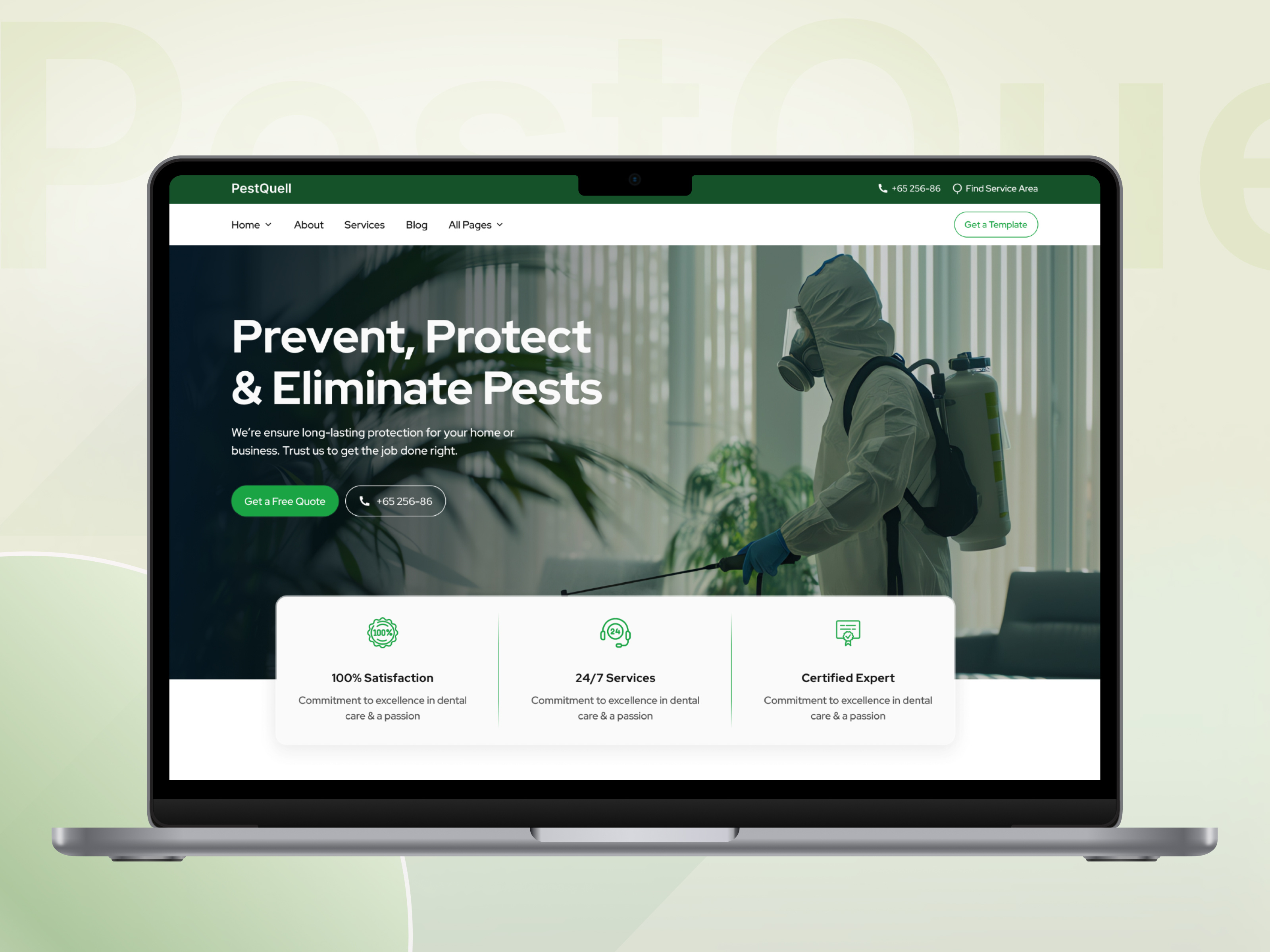 PestQuell Pest Control Service Website Template by Tarik Eamin for ...