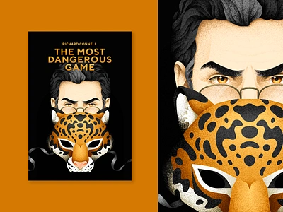 The Most Dangerous Game book book cover design grain texture illustration leopard man mask portrait predator texture vector