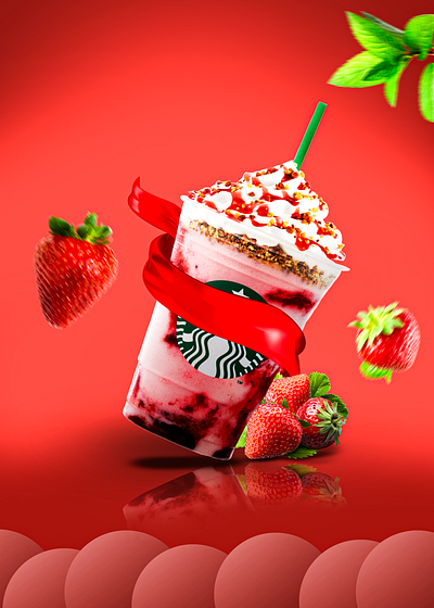 StarBuck Ad Design Template with Strawberry Flavor