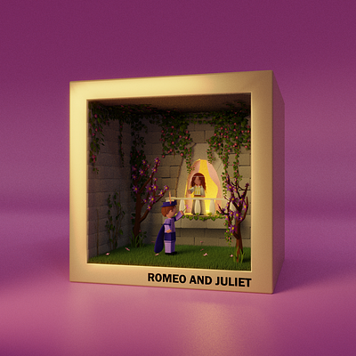 Romeo and Juliet 3d 3d animation 3d art 3d illustration abstract art blender cgi character design cinema 4d concept art digital art environment design game art geometric art isometric low poly modeling motion graphics render stylized