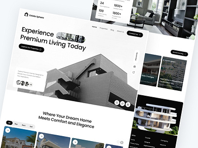 Real Estate - UI Kit Landing Page apart hero section home house landing page properety real estate rent ui uiux web webapp website