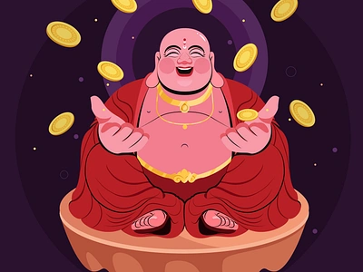 Laughing Buddha adobe illustrator character design concept digital art digital illustration flat vector good luck illustration graphic design ill illustration illustrator professional illustrator vector