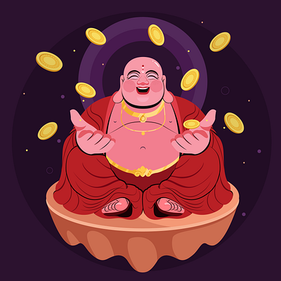 Laughing Buddha adobe illustrator character design concept digital art digital illustration flat vector good luck illustration graphic design ill illustration illustrator professional illustrator vector