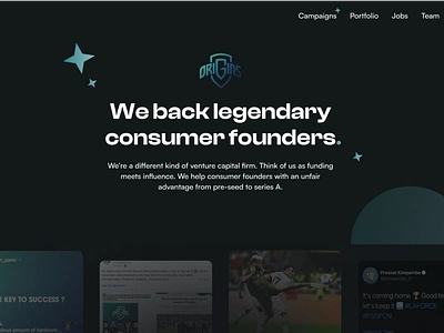 Hero Section - VC funds - Origins colors darkmode finance graphic design hero hero section light stars ui vc vc funds webdesign webflow