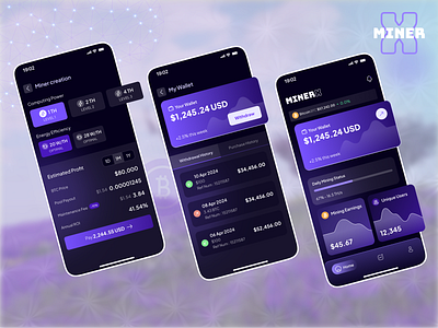 MinerX 💰 app bitcoininvesting branding cryptolife cryptoplatform cryptoreturns design financialfreedom graphic design investmenttools logo manageearnings mobile realtimetracking smartinvesting trackroi ui ux