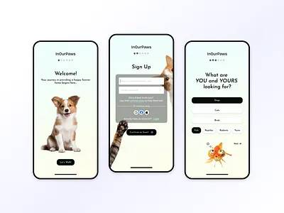 Pet Shelter App On-Boarding 🐶 app design login mobile app onboarding product design signup ui design ux design welcome