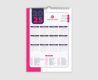 2025 Calendar Template 2025 2025 calendar 2025 calendar template branding calendar design graphic design illustration logo wall calendar design