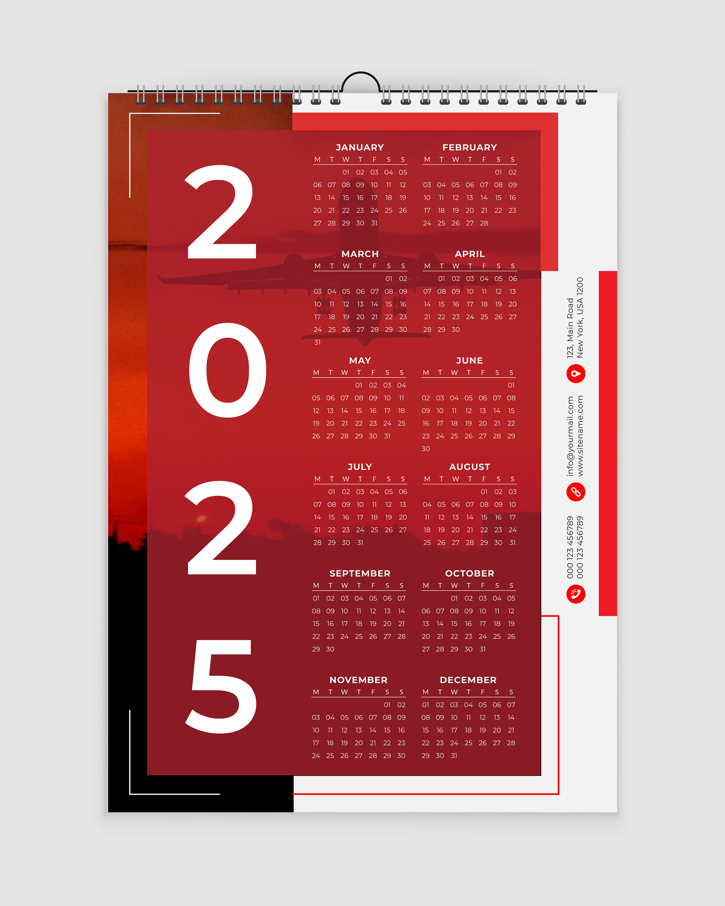 2025 Calendar Template by Grap Stock on Dribbble