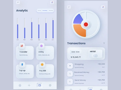 Skeuomorph Mobile Banking analyticsdashboard appconcept bankingui dailyuichallenge datavisualization designsystem financeapp financialappdesign fintechdesign minimaldesign mobileappdesign mobilebankingapp modernui skeuomorphicdesign skeuomorphism transactiontracking uiinspiration userexperience uxuidesign