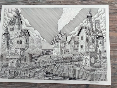 01.12.2024 castle fairy tale fantasy illustr illustration landscape medieval pen and ink