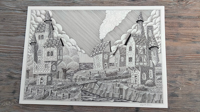 01.12.2024 castle fairy tale fantasy illustr illustration landscape medieval pen and ink