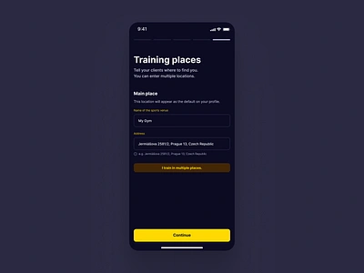 App Settings Places – Appetite UI app coach fitness minimalism sport ui ux