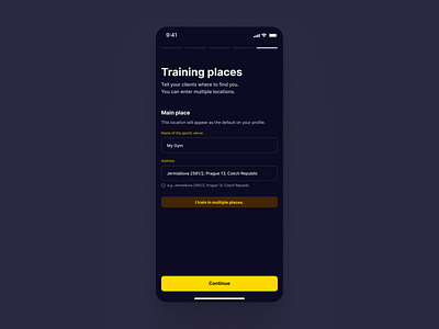 App Settings Places – Appetite UI app coach fitness minimalism sport ui ux