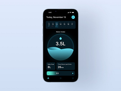 Water Intake Tracker App Design. inspired by Dennis Obaro app branding design graphic design illustration logo typography ui ux vector water app