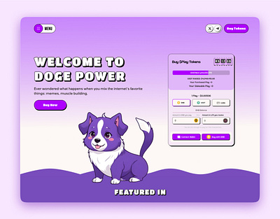 Doge Meme Coin Design base crypto meme doge coin doge power homepage landing page meme coin meme coin landing page meme coin website meme fun meme homepage meme token meme ui meme website pepe presale token web design